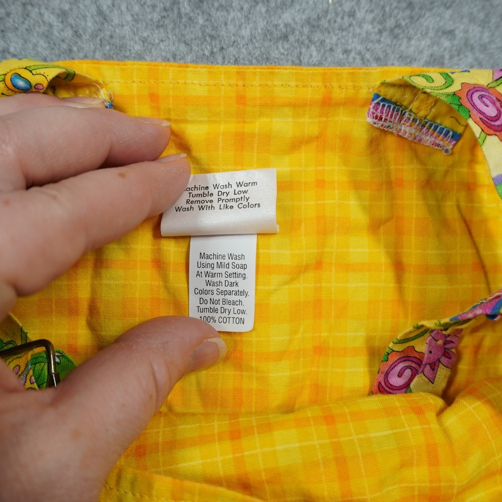 Logan Designs Kids Yellow Floral Ladybug Plaid Cotton Romper Handmade USA 24M - Picture 6 of 7